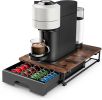 Wooden Coffee Pod Storage Drawer for Nespresso VertuoLine Capsules, Large Capacity Countertop Coffee Station Organizer, Rustic Brown