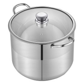 Stainless Steel Stock Pot, 16-Quart Stainless Steel Stockpot with Glass Lid, PFOA-Free, PFAS-Free, Compatible with Gas Stoves, Induction Cooktops