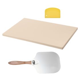 Pizza Stone, 20 x 14 x 0.6 in Rectangular Cordierite Pizza Stone, 1450Fahrenheit Heat-Resistant Cook Stone, Extra Large Baking-Stone with Metal Peel