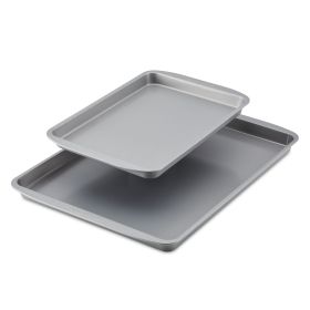 GOLDEN BAKE 2 Pcs Bakeware Nonstick Sheet Pan Set, Dishwasher Safe and Oven Safe to 450°F, 13 Inch x 18 Inch and 9 Inch x 13-Inch, Gray