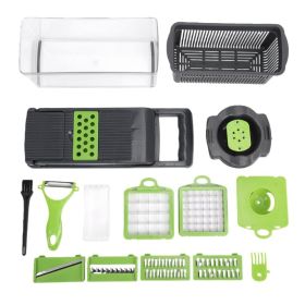 Vegetable Chopper With 1.5L Container Manual Food Veggie Cutter Kitchen Gadgets For Potatoes Tomatoes Cucumbers Carrots (Option: Default)